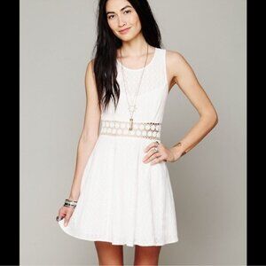 Free People Ivory Sleeveless Fit and Flare Mini Dress